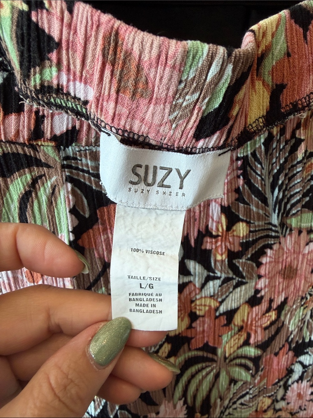 Suzy Shier Pink & Black Floral Wide-Leg Pants with Cropped Cami - Picture 5 of 5